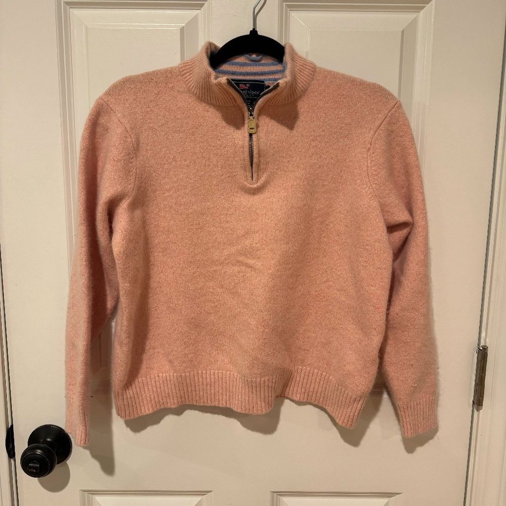 Vineyard Vines Salmon Pink Quarter Zip Pullover - Size Medium Kids - Picture 1 of 6